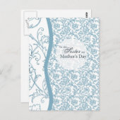 母の日に青い花の柄の姉妹 ポストカード (正面/裏面)