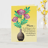 母の日に黄色の花瓶で花束 カード (黄色い花)