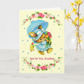 母の日のおばあちゃんのために。スイートバニー カード (黄色い花)