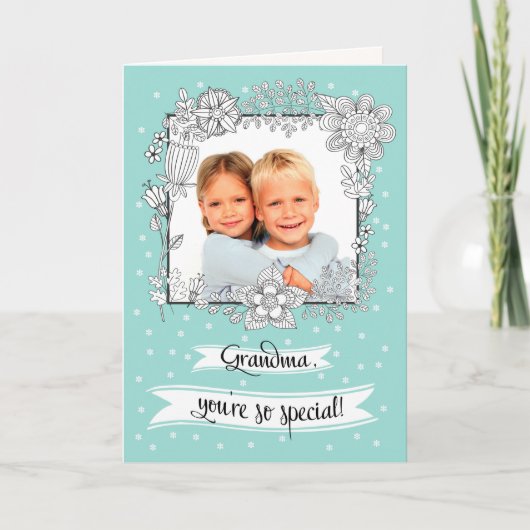母の日のおばあちゃんのために。フォトカカスタムード カード (正面)