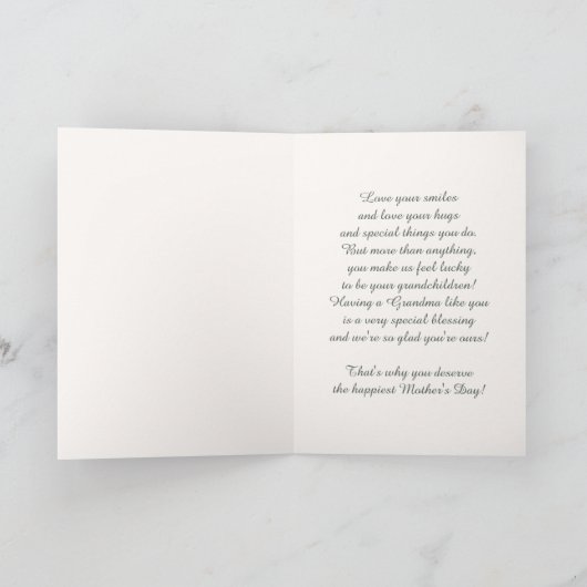 母の日のおばあちゃんのために。フォトカカスタムード カード (内部)