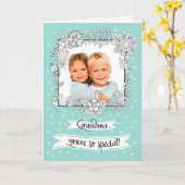 母の日のおばあちゃんのために。フォトカカスタムード カード (黄色い花)