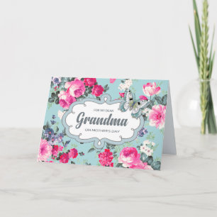 母の日のおばあちゃんのために。ヴィンテージバラ カード