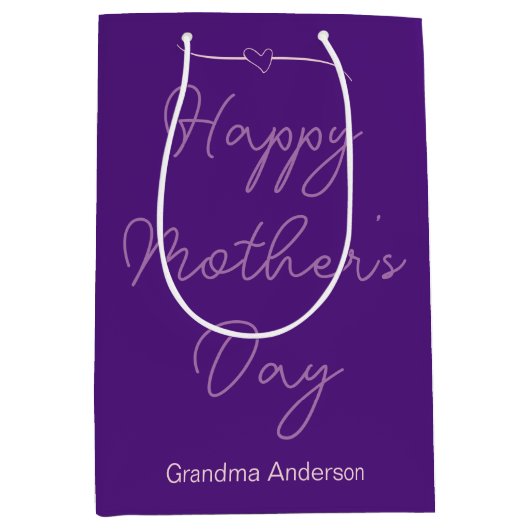 母の日のおばあちゃん紫へ王室の幸せ ミディアムペーパーバッグ (正面)