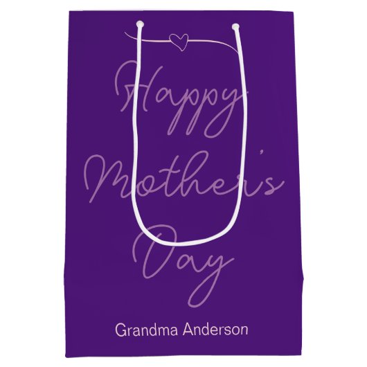 母の日のおばあちゃん紫へ王室の幸せ ミディアムペーパーバッグ (裏面)
