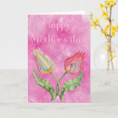 母の日のおめでとう　明るい赤と黄色のチューリップ カード (黄色い花)