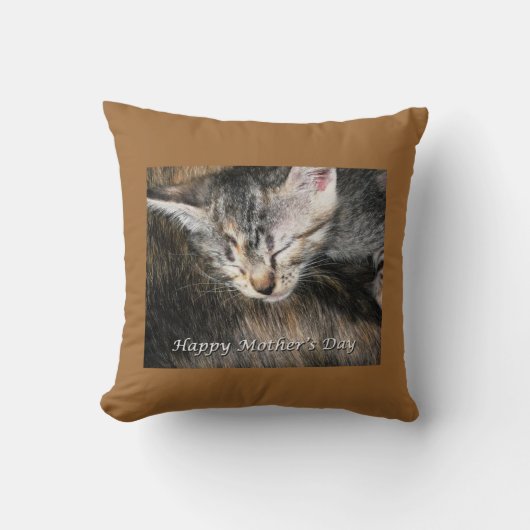 母の日のお母さんと子猫 クッション (正面)