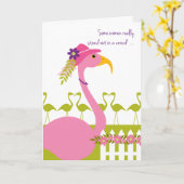 母の日のお母さんのための粋で上品なフラミンゴ カード (黄色い花)