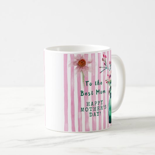 母の日のお母さん最高のの美しいフローラ コーヒーマグカップ (正面右)