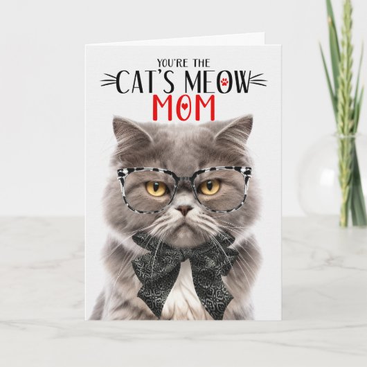 母の日のお母さん用グレーペルシャ猫|過去記事 シーズンカード (正面)