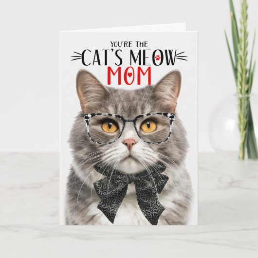 母の日のお母さん白猫とグレー シーズンカード (正面)