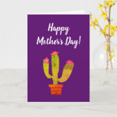 母の日のお祝い かわいいサボテンの植物 グリーティングカード (黄色い花)