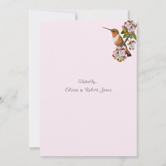 母の日のお茶の水の色ティーポットとティーカップ 招待状 (裏面)