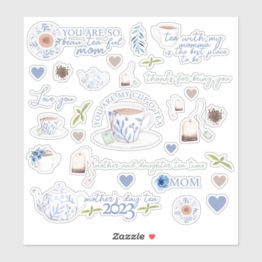 母の日のお茶ビニールのシール シール (シート)