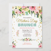母の日のお茶会のブランチの花柄の水彩画 招待状 (正面)
