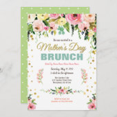 母の日のお茶会のブランチの花柄の水彩画 招待状 (正面/裏面)
