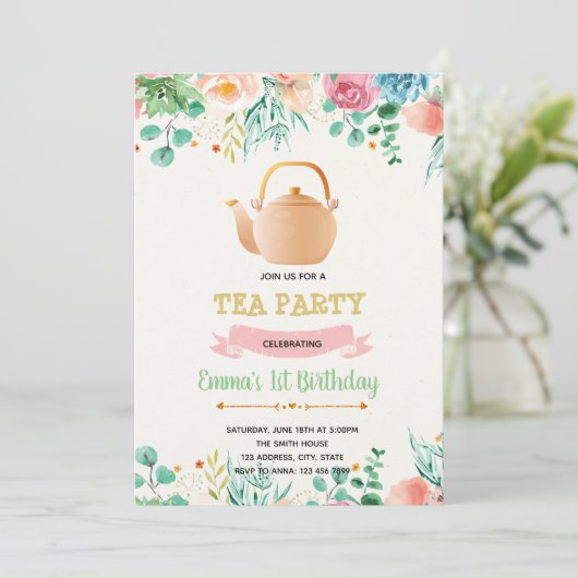 母の日のお茶会招待状 招待状 (スタンド正面)