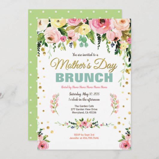 母の日のお茶会 ブランシュ フラワーミズマスカラー 招待状 (正面/裏面)