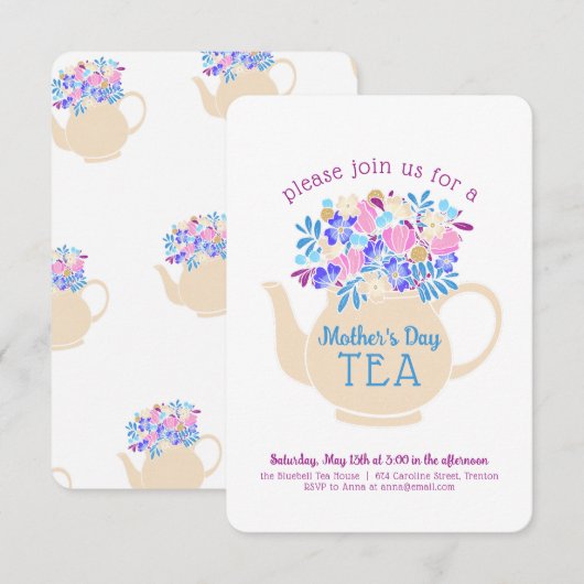 母の日のお茶 招待状 (正面/裏面)