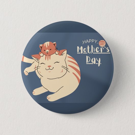 母の日のかわいい猫と子猫 缶バッジ (正面)