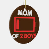 母の日のために2人の男の子の低電池の母 セラミックオーナメント (右)