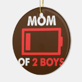母の日のために2人の男の子の低電池の母 セラミックオーナメント (左)