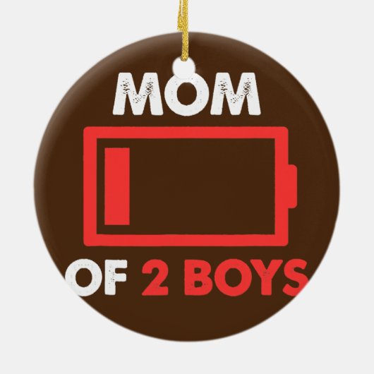 母の日のために2人の男の子の低電池の母 セラミックオーナメント (裏面)