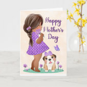 母の日のためのアフリカ系アメリカ人の少女 カード (黄色い花)