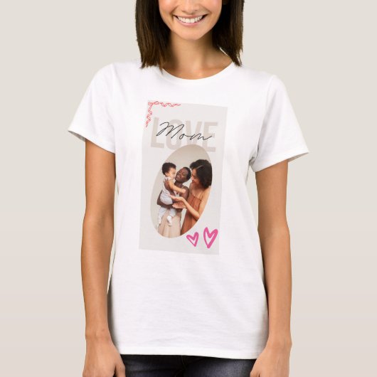 母の日のためのオーダーメイド家族写真テンプレート  Tシャツ (正面)