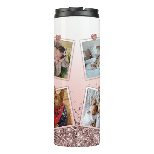 母の日のためのギフト写真コラージュバラ金ゴールド タンブラー (裏面)