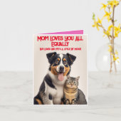 母の日のためのパーソナライズされたかわいい面白いペットの写真 カード (黄色い花)