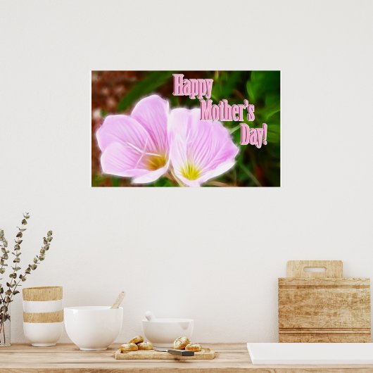 母の日のためのピンクのケシ ポスター (キッチン)