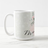 母の日のためのピンクのバラと藤の花束 コーヒーマグカップ (左)