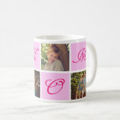 母の日のためのピンクのバラの写真コラージギフト コーヒーマグカップ (正面右)