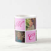 母の日のためのピンクのバラの写真コラージギフト コーヒーマグカップ (中央)