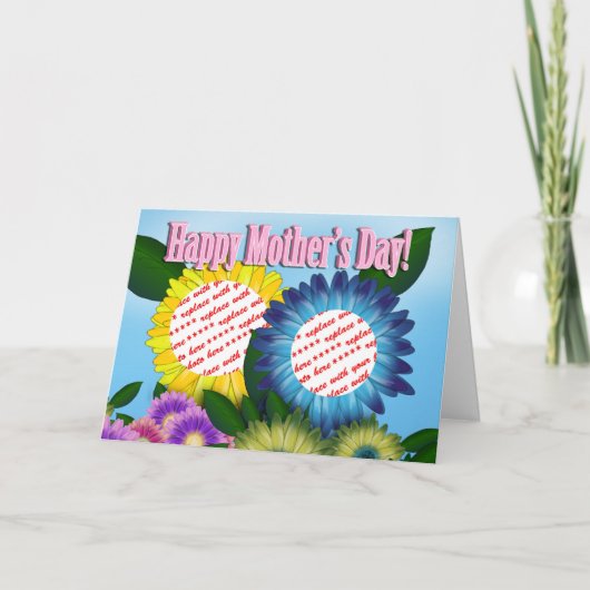 母の日のための母のための二重枠ひまわり カード (正面)