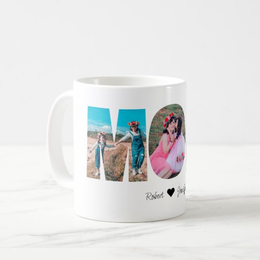 母の日のための母の写真コラージュのマグカップ コーヒーマグカップ (正面左)