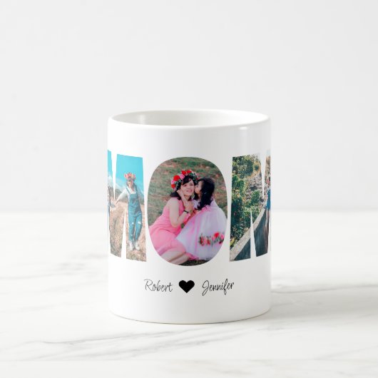 母の日のための母の写真コラージュのマグカップ コーヒーマグカップ (中央)