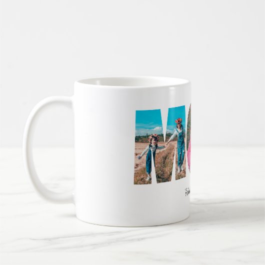 母の日のための母の写真コラージュのマグカップ コーヒーマグカップ (左)