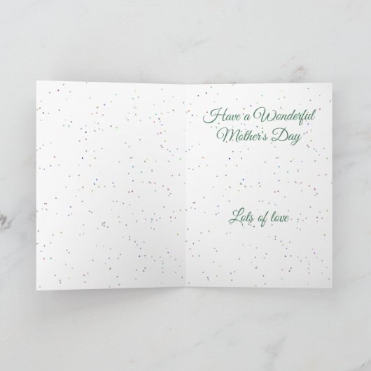 母の日のための義母の花とハート カード (内部)