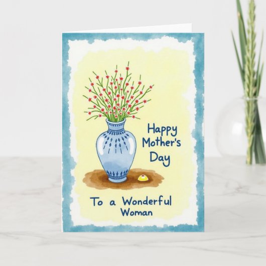母の日のための陶器の花瓶カード カード (正面)