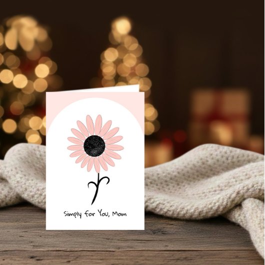 母の日のための1輪のピンクの花 カード