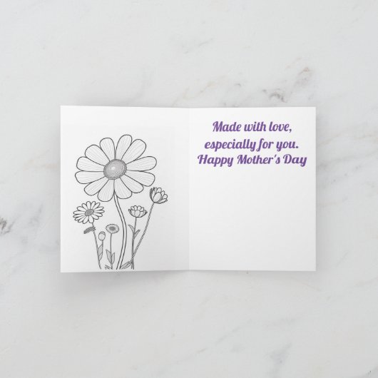 母の日のぬりえ カード (内部)