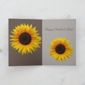 母の日のひまわりとカスタムテキスト カード (内部)