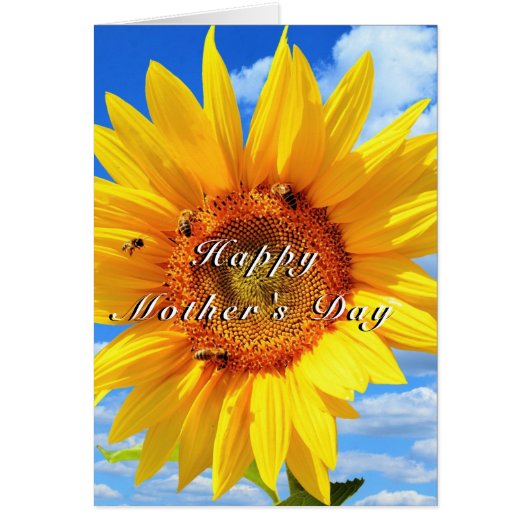 母の日のひまわりと青空のミツバチが幸せ (正面)