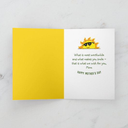 母の日のひまわりサングラス カード (内部)