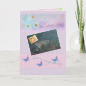 母の日のやる気を起こさせるで図解入りの、写真付きのなティーカップ カード (正面)