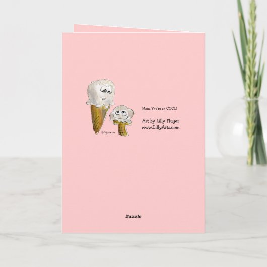 母の日のアニメのアイスクリームコーングリーティングカード カード (裏面)