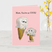 母の日のアニメのアイスクリームコーングリーティングカード カード (黄色い花)