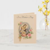 母の日のイエス・キリストメリーのバラの数珠 カード (黄色い花)